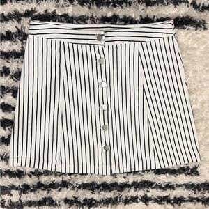 Altar'd State Eseria Black and White Striped Button Cotton Mini Skirt Size L